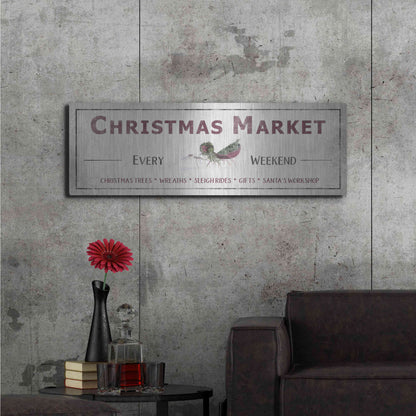 Luxe Metal Art 'Christmas Market Sign II' by Lori Deiter, Metal Wall Art,48x16