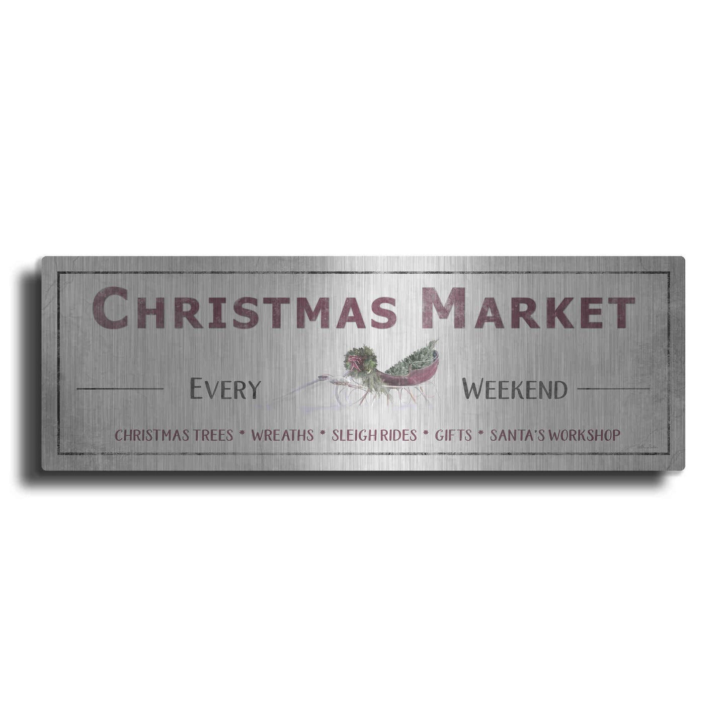 Luxe Metal Art 'Christmas Market Sign II' by Lori Deiter, Metal Wall Art