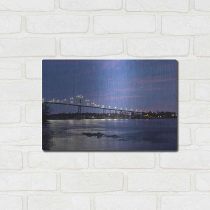 Luxe Metal Art 'Bridge at Night' by Lori Deiter, Metal Wall Art,16x12