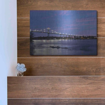 Luxe Metal Art 'Bridge at Night' by Lori Deiter, Metal Wall Art,16x12