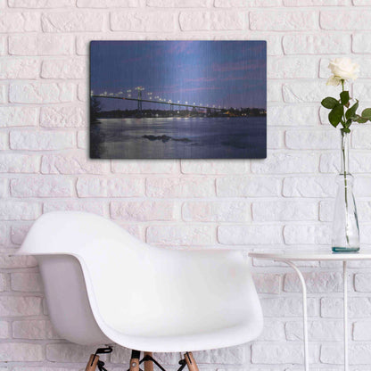 Luxe Metal Art 'Bridge at Night' by Lori Deiter, Metal Wall Art,24x16