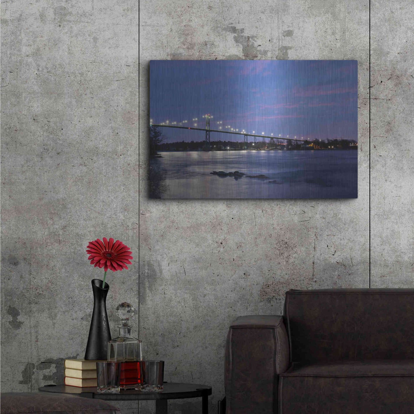 Luxe Metal Art 'Bridge at Night' by Lori Deiter, Metal Wall Art,36x24