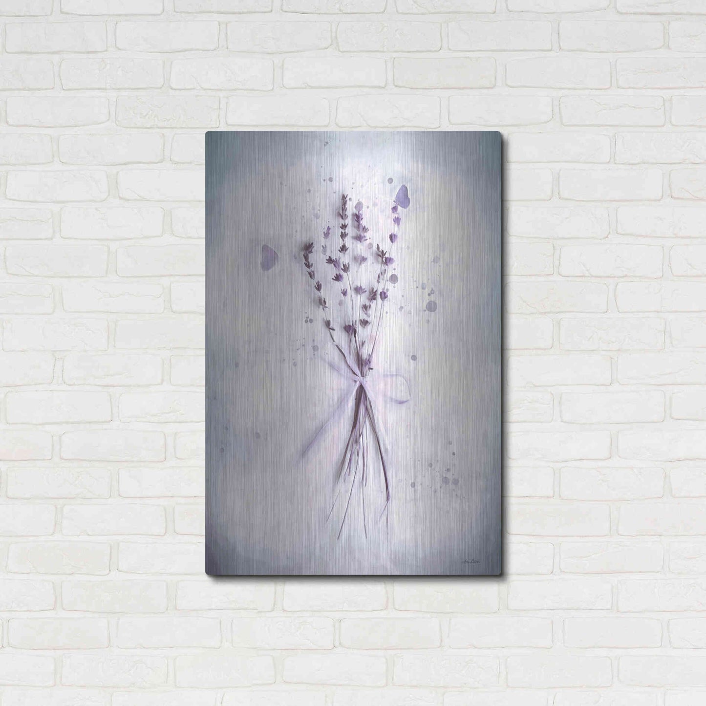 Luxe Metal Art 'Lavender and Butterflies I' by Lori Deiter, Metal Wall Art,24x36