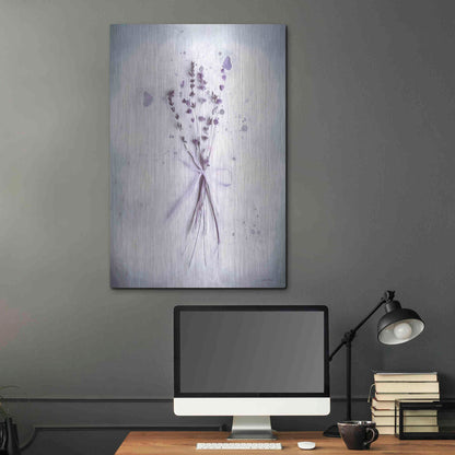 Luxe Metal Art 'Lavender and Butterflies I' by Lori Deiter, Metal Wall Art,24x36