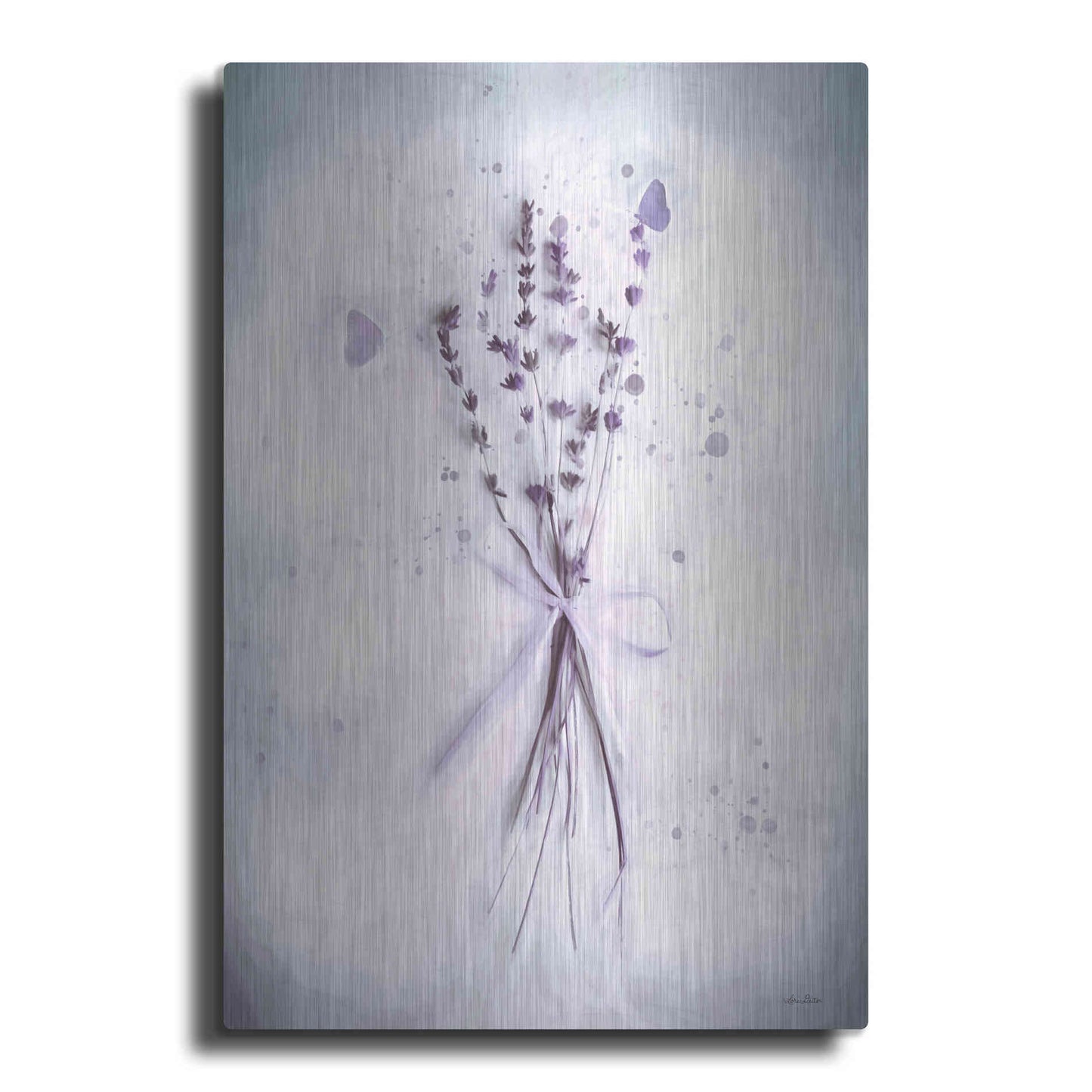 Luxe Metal Art 'Lavender and Butterflies I' by Lori Deiter, Metal Wall Art