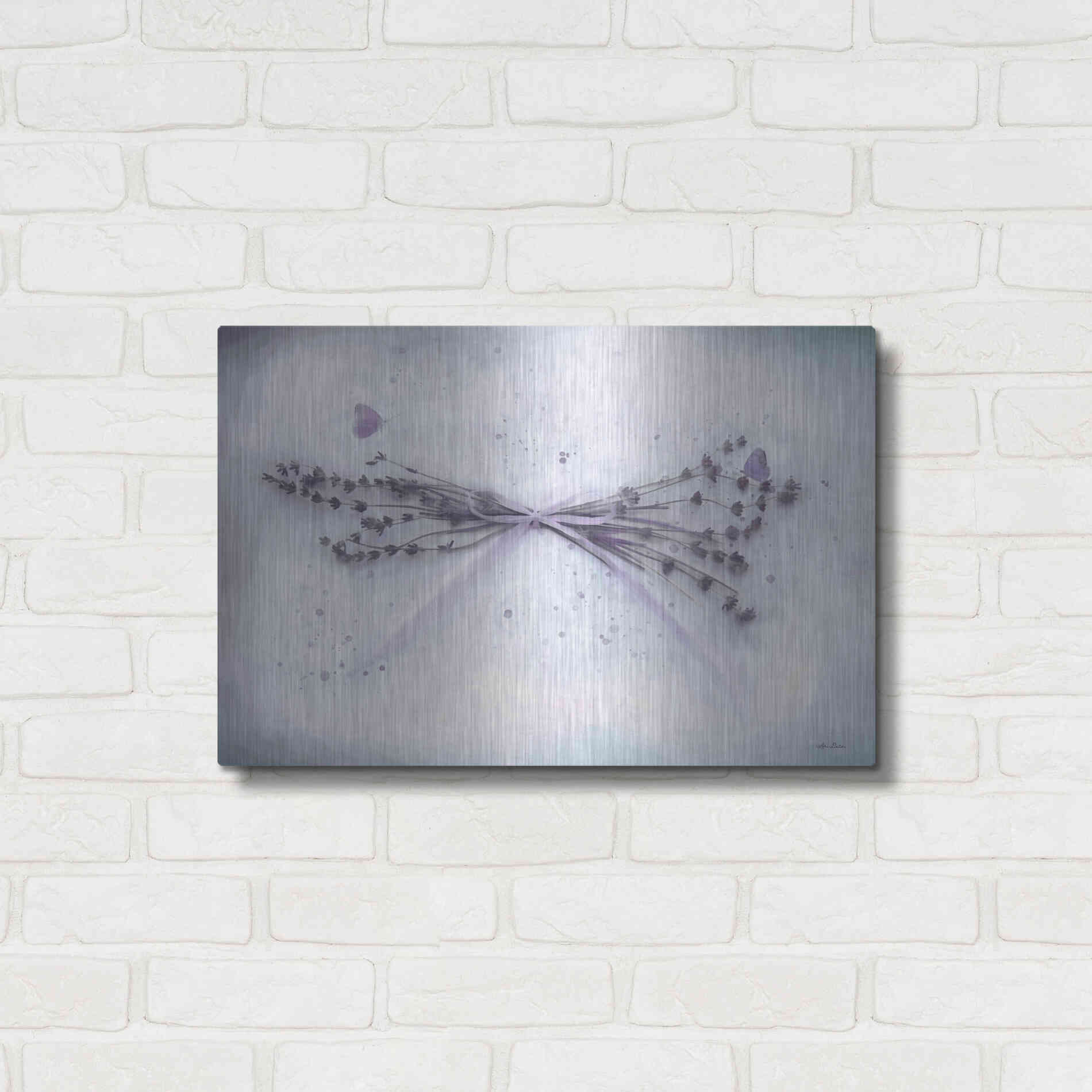 Luxe Metal Art 'Lavender and Butterflies II' by Lori Deiter, Metal Wall Art,24x16