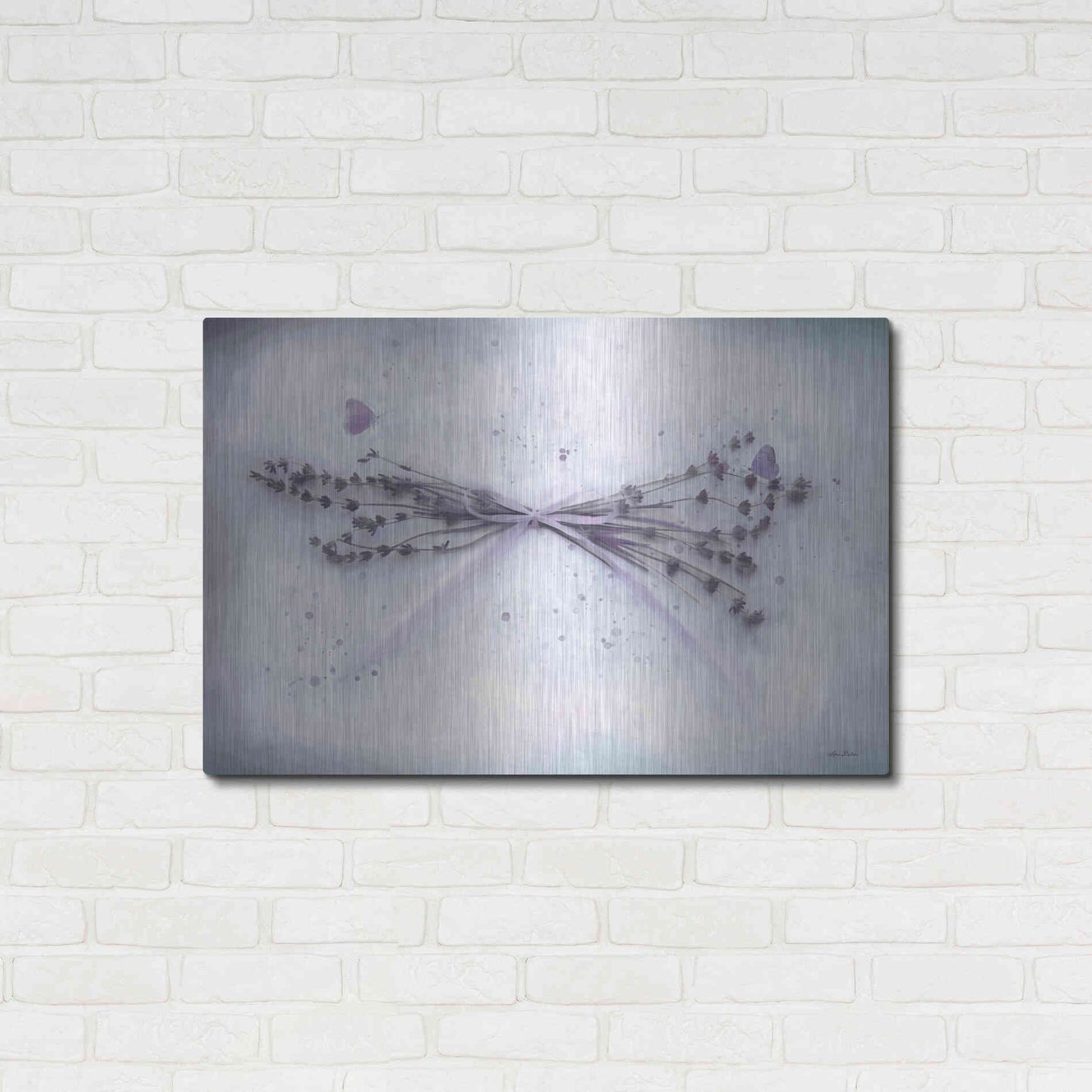 Luxe Metal Art 'Lavender and Butterflies II' by Lori Deiter, Metal Wall Art,36x24