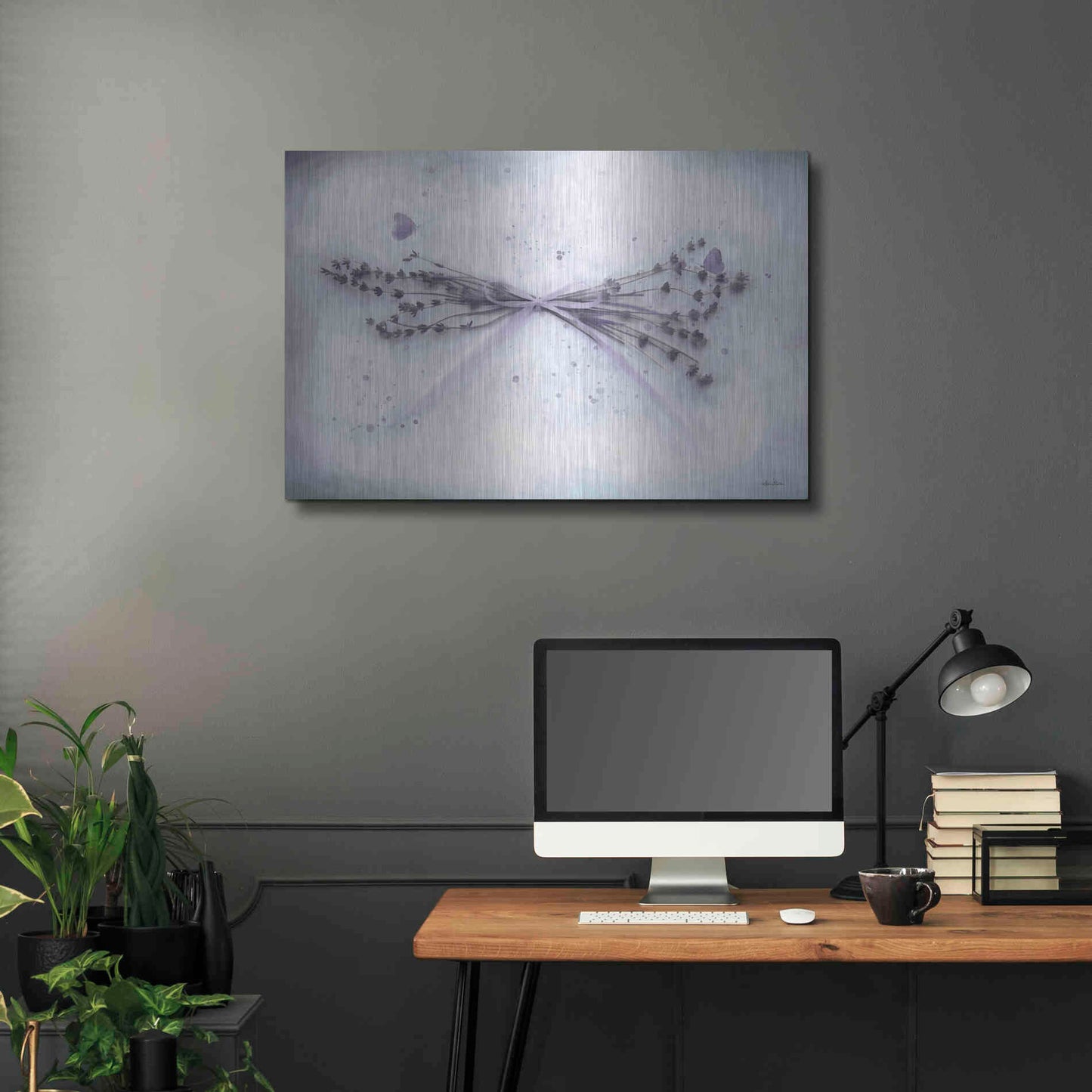 Luxe Metal Art 'Lavender and Butterflies II' by Lori Deiter, Metal Wall Art,36x24