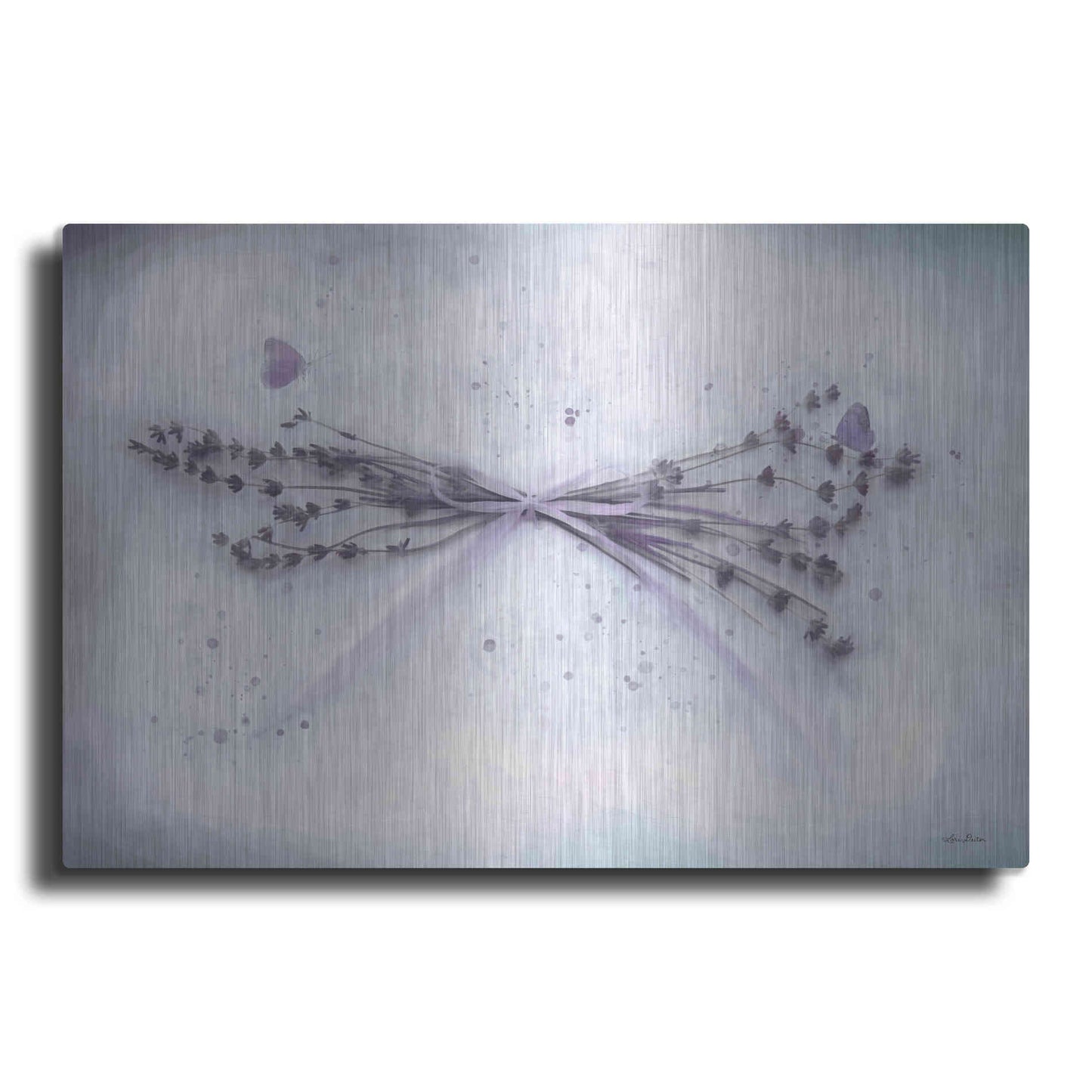 Luxe Metal Art 'Lavender and Butterflies II' by Lori Deiter, Metal Wall Art