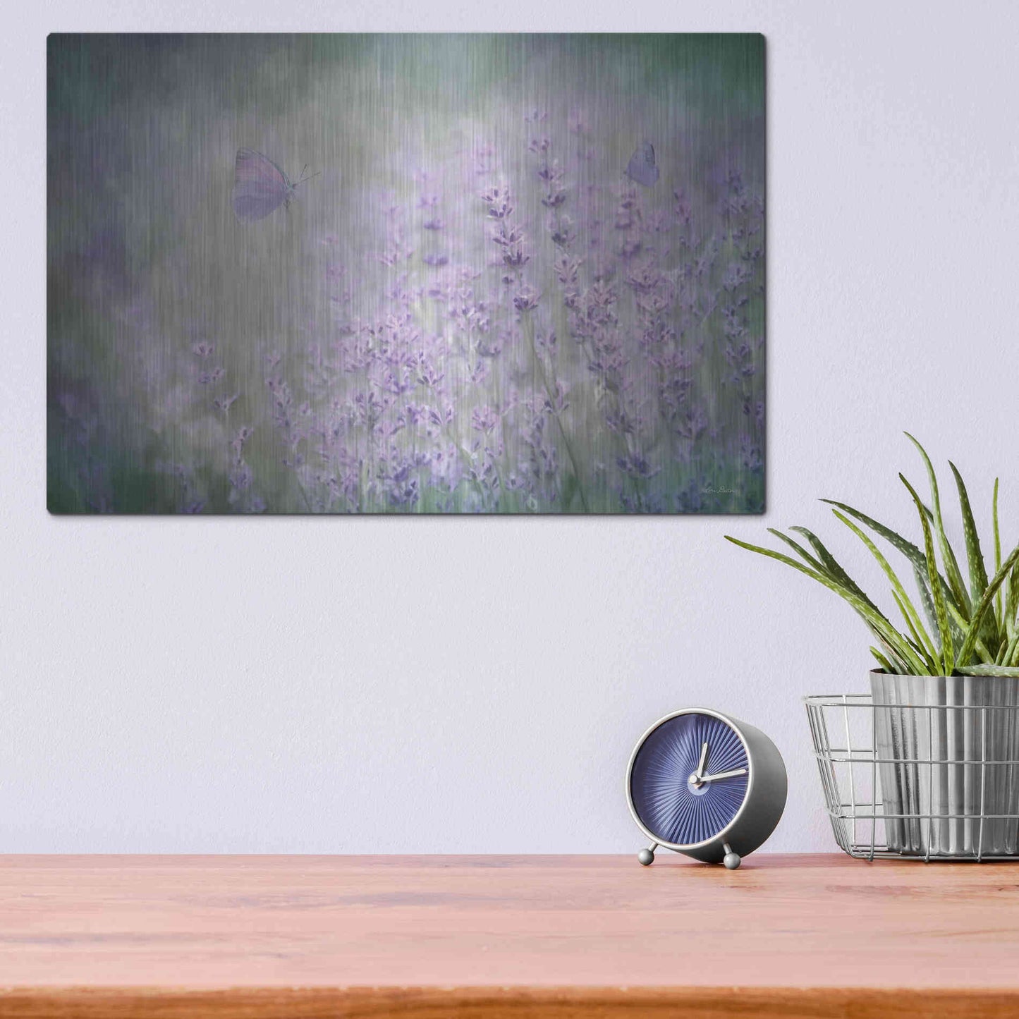 Luxe Metal Art 'Lovely Lavender' by Lori Deiter, Metal Wall Art,16x12