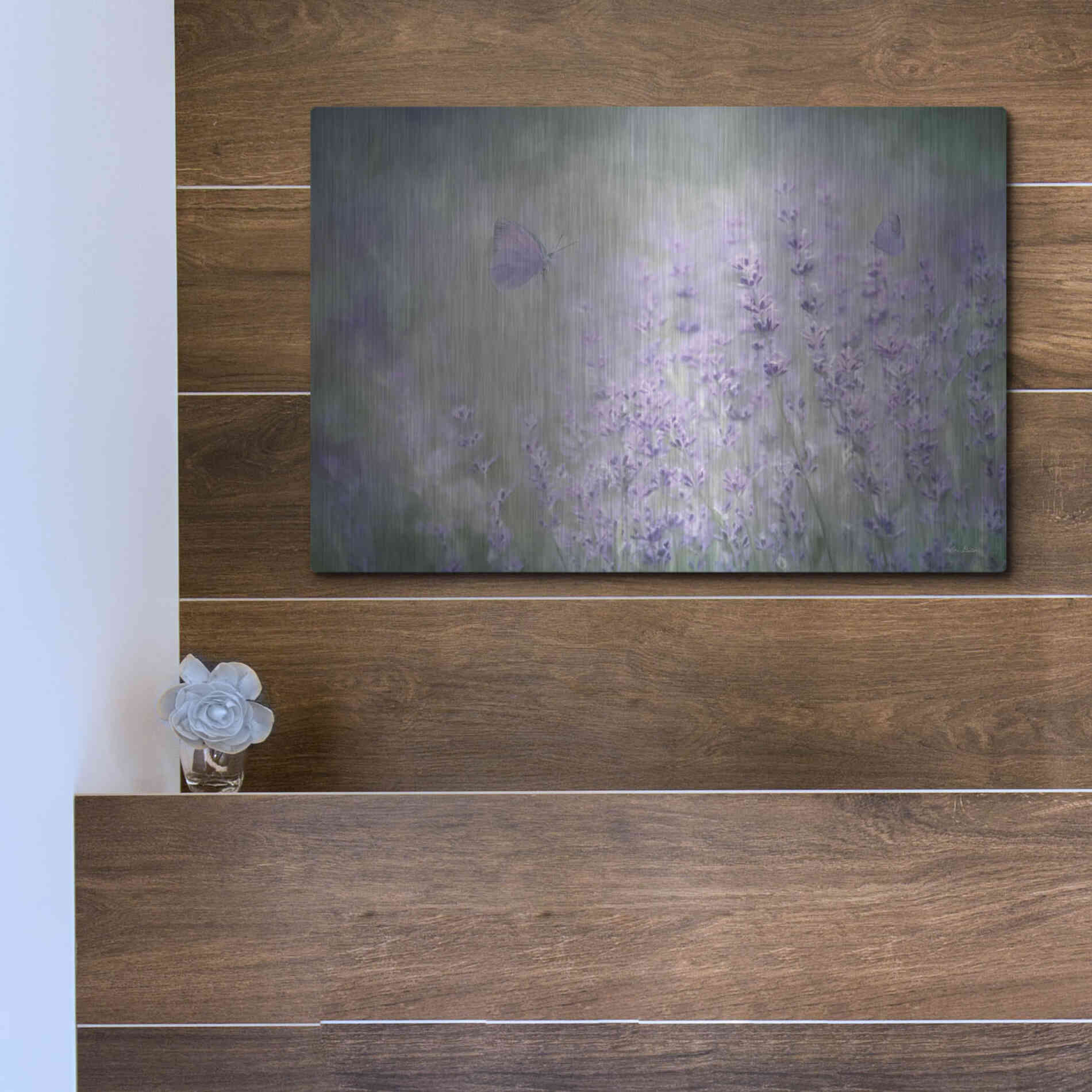 Luxe Metal Art 'Lovely Lavender' by Lori Deiter, Metal Wall Art,16x12