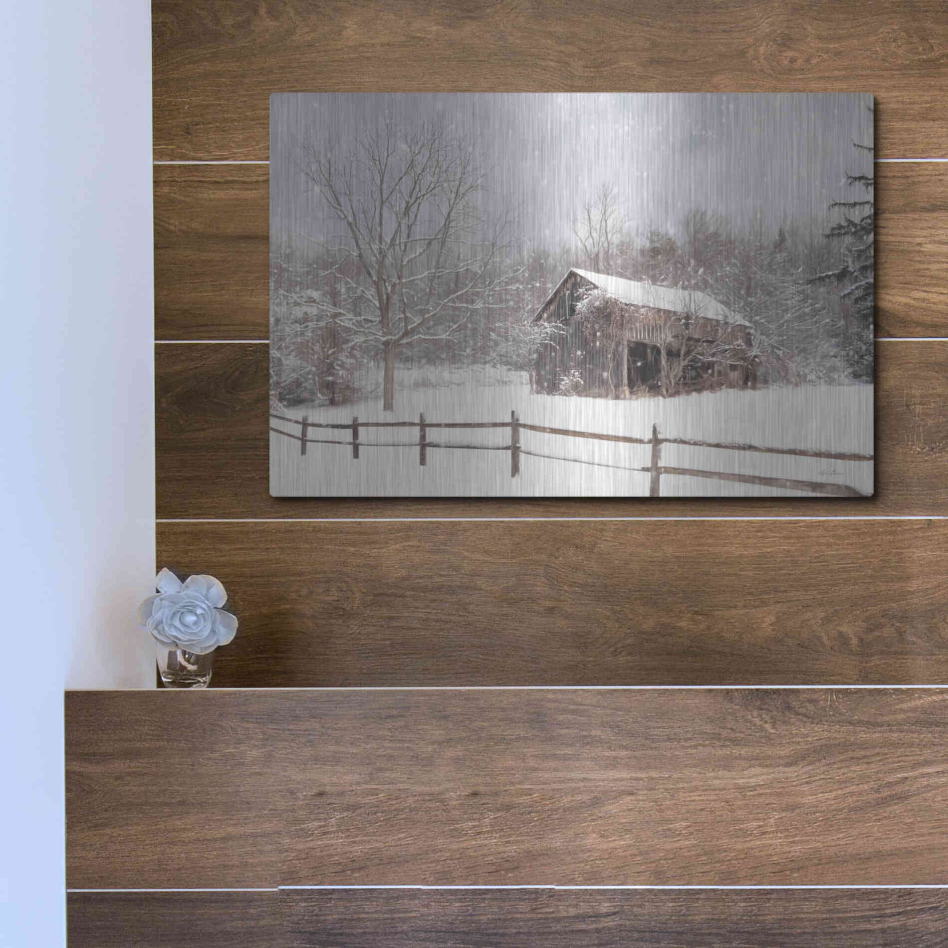 Luxe Metal Art 'Beautiful Solitude' by Lori Deiter, Metal Wall Art,16x12