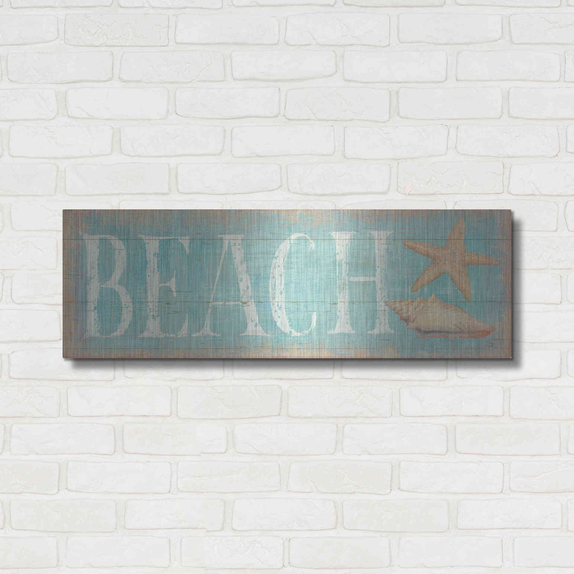 Luxe Metal Art 'Pastel Beach' by Daphne Brissonet, Metal Wall Art,36x12