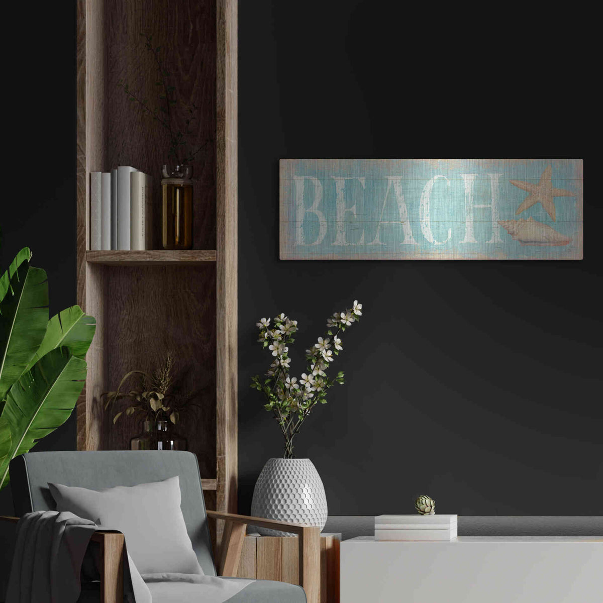 Luxe Metal Art 'Pastel Beach' by Daphne Brissonet, Metal Wall Art,36x12