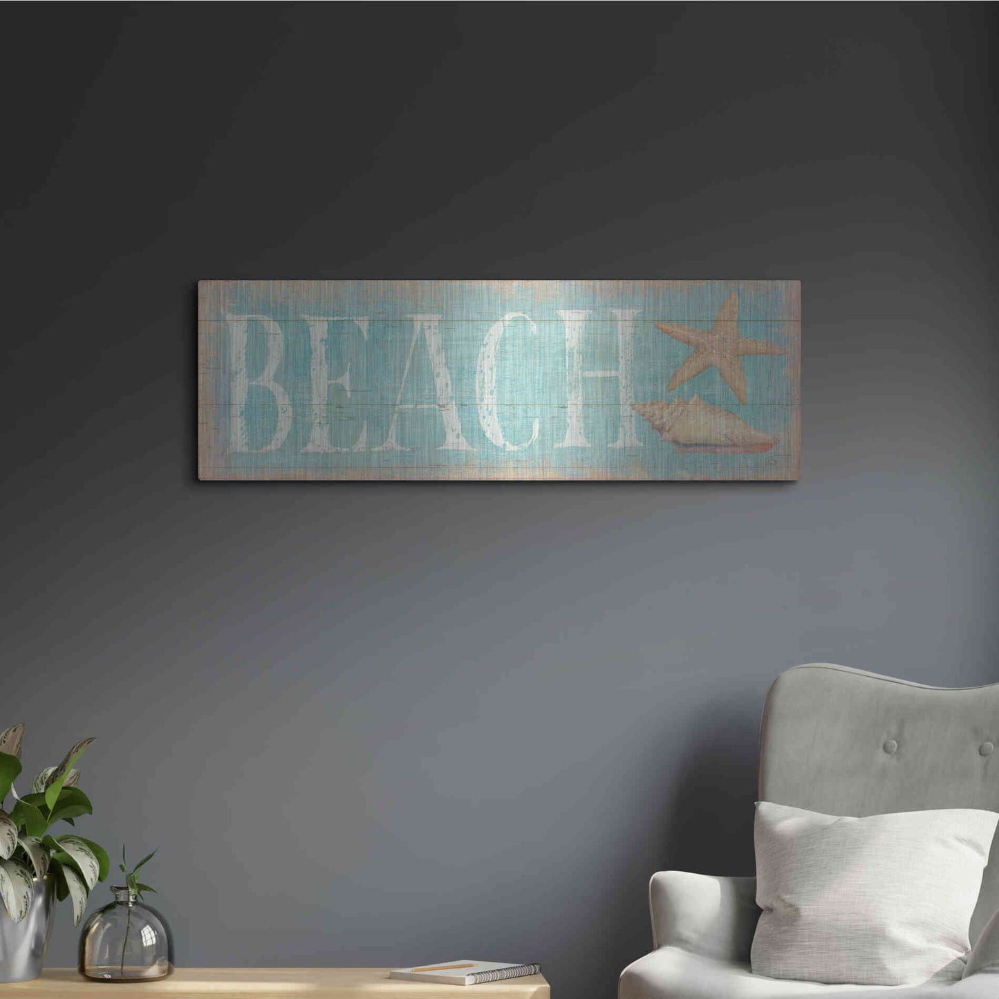 Luxe Metal Art 'Pastel Beach' by Daphne Brissonet, Metal Wall Art,36x12