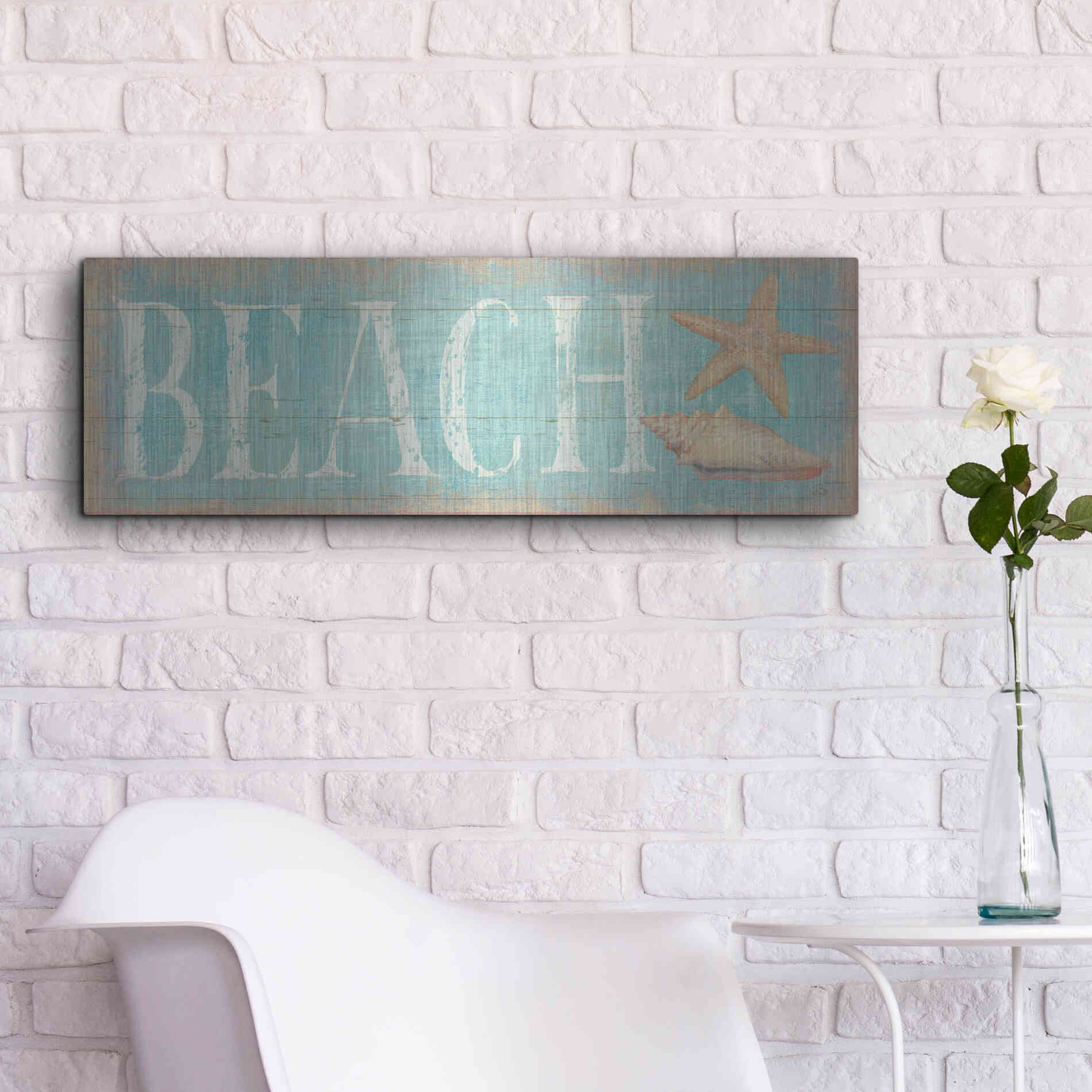 Luxe Metal Art 'Pastel Beach' by Daphne Brissonet, Metal Wall Art,36x12