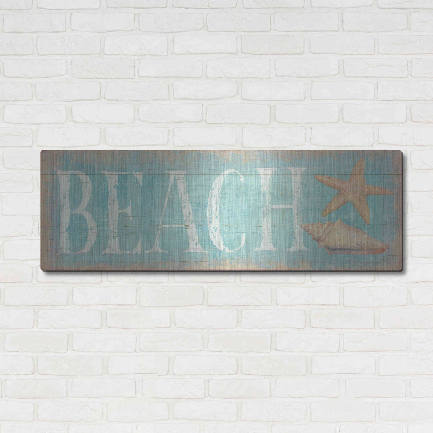 Luxe Metal Art 'Pastel Beach' by Daphne Brissonet, Metal Wall Art,48x16