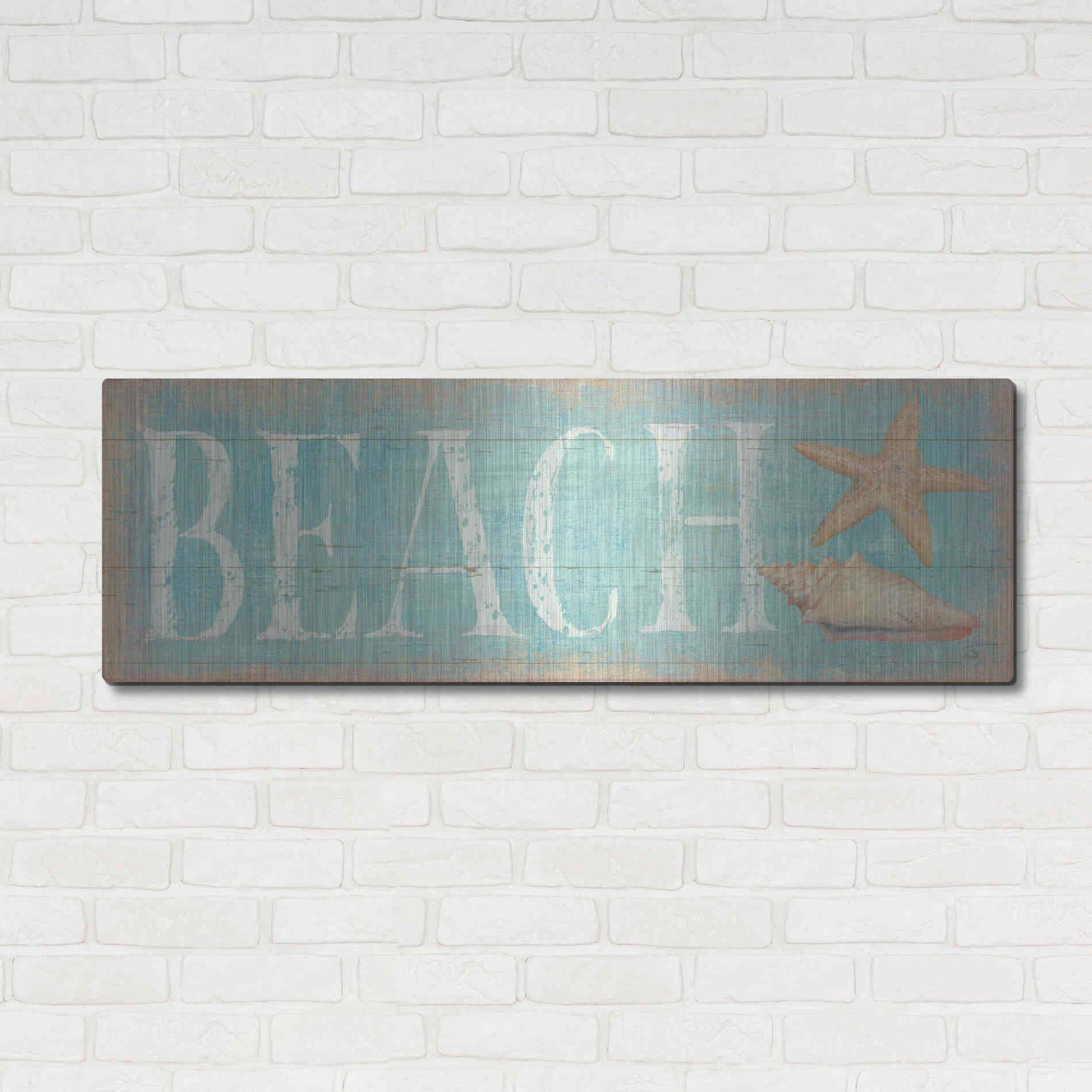 Luxe Metal Art 'Pastel Beach' by Daphne Brissonet, Metal Wall Art,48x16