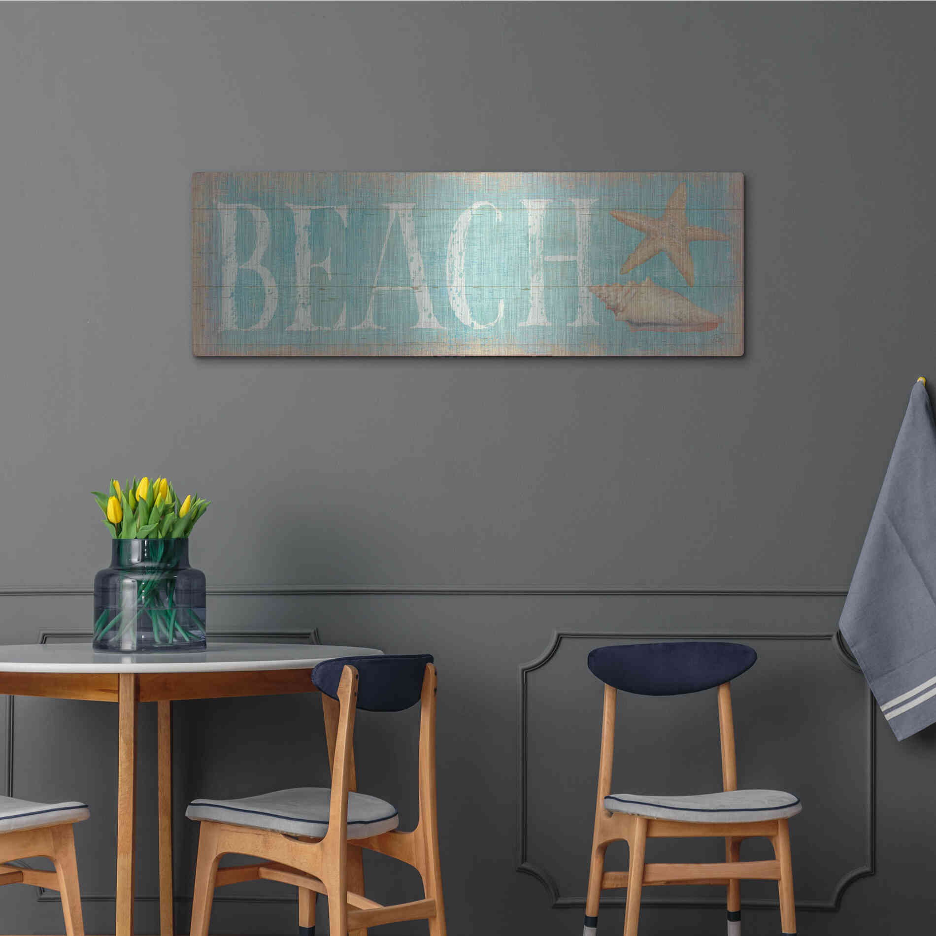Luxe Metal Art 'Pastel Beach' by Daphne Brissonet, Metal Wall Art,48x16