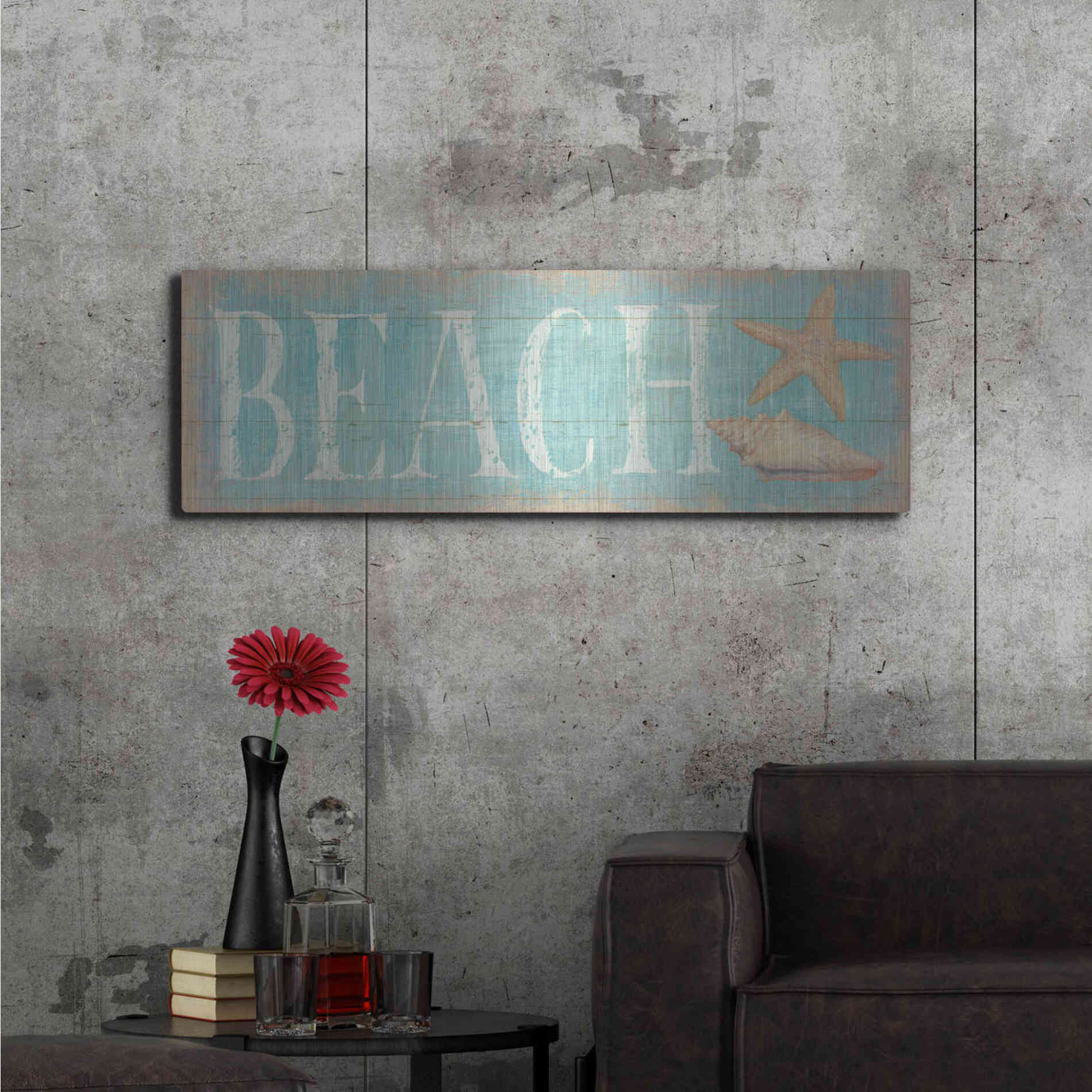 Luxe Metal Art 'Pastel Beach' by Daphne Brissonet, Metal Wall Art,48x16
