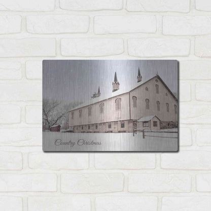 Luxe Metal Art 'Country Christmas Church' by Lori Deiter, Metal Wall Art,16x12