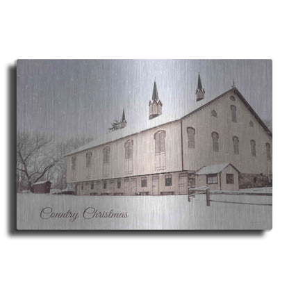 Luxe Metal Art 'Country Christmas Church' by Lori Deiter, Metal Wall Art