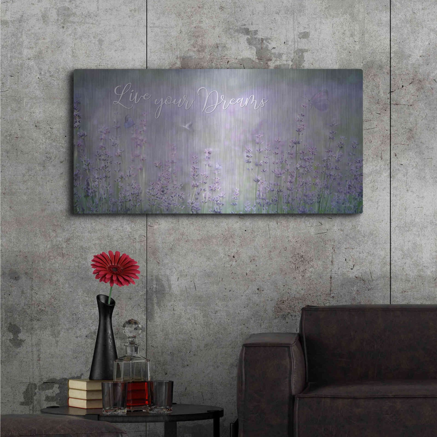 Luxe Metal Art 'Live Your Dreams' by Lori Deiter, Metal Wall Art,48x24