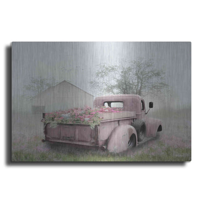 Luxe Metal Art 'Pink Flower Truck' by Lori Deiter, Metal Wall Art