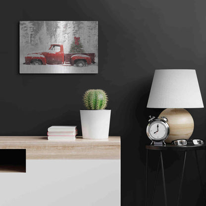 Luxe Metal Art 'Red Truck with Christmas Tree II' by Lori Deiter, Metal Wall Art,24x16