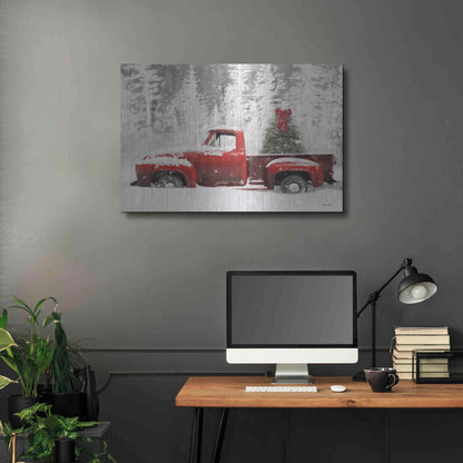 Luxe Metal Art 'Red Truck with Christmas Tree II' by Lori Deiter, Metal Wall Art,36x24