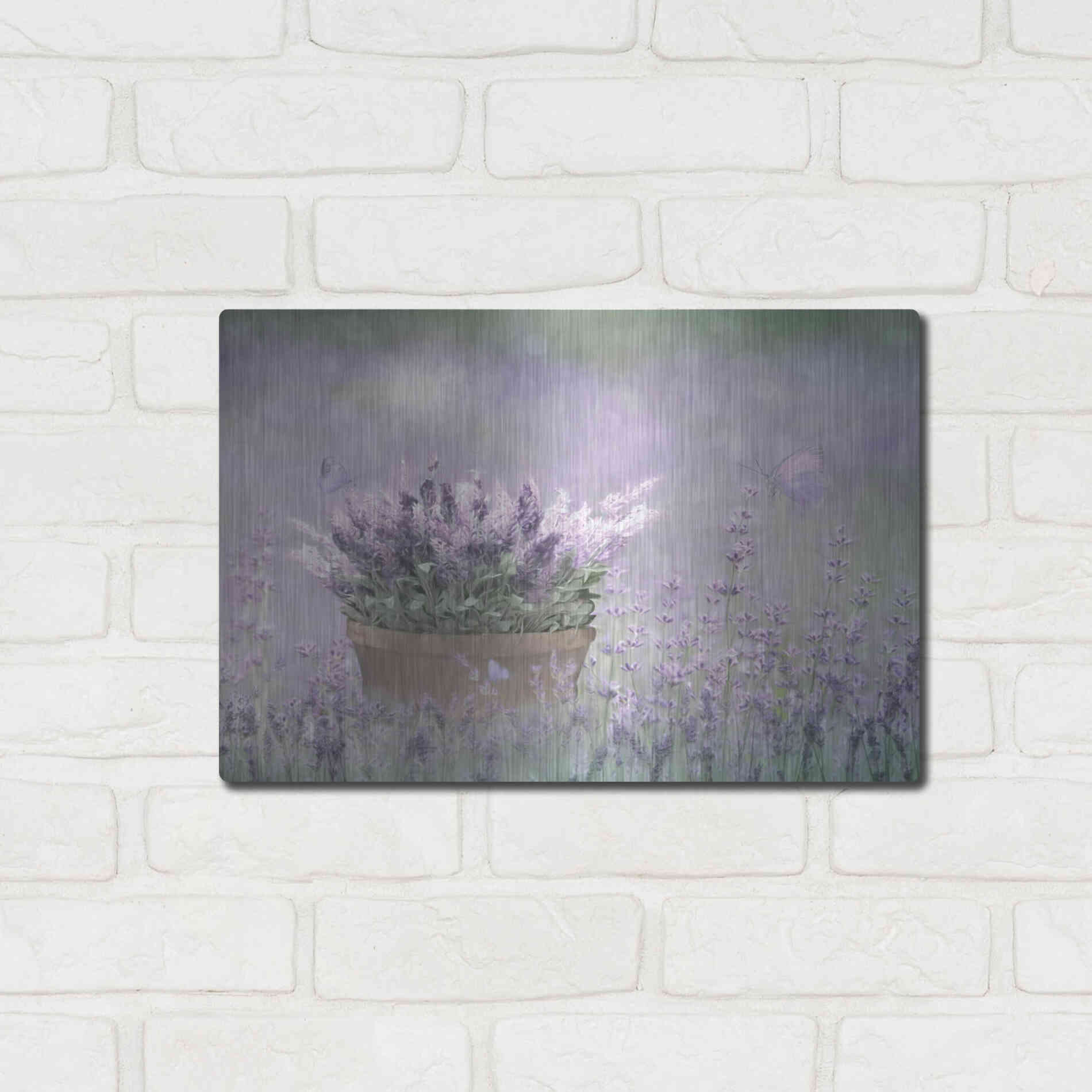 Luxe Metal Art 'Lavender Basket' by Lori Deiter, Metal Wall Art,16x12