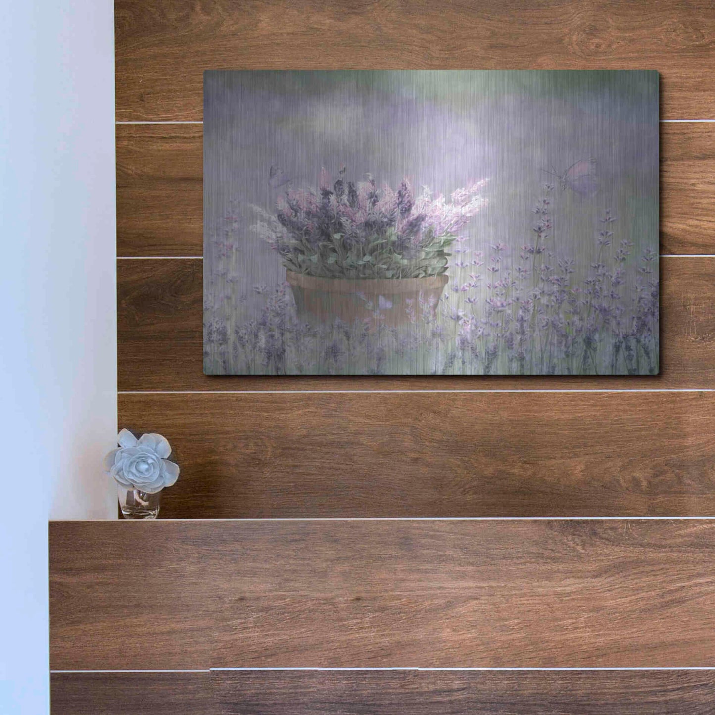 Luxe Metal Art 'Lavender Basket' by Lori Deiter, Metal Wall Art,16x12