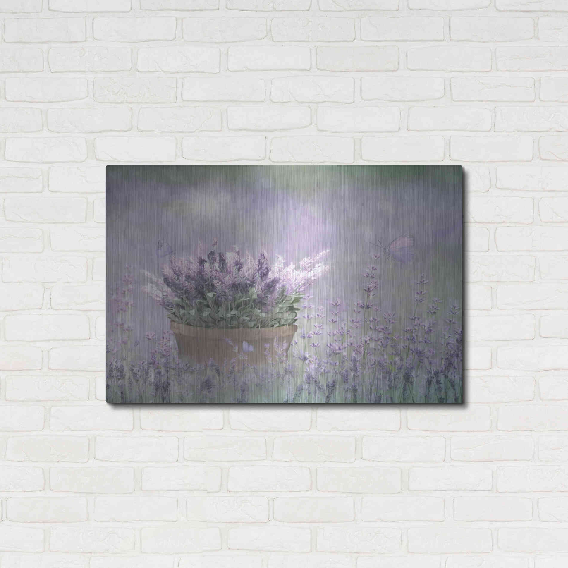 Luxe Metal Art 'Lavender Basket' by Lori Deiter, Metal Wall Art,36x24