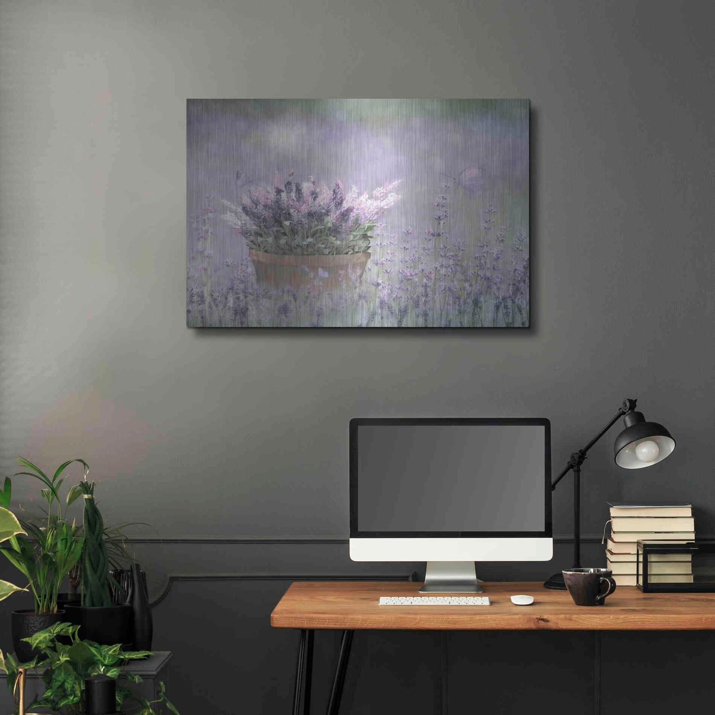 Luxe Metal Art 'Lavender Basket' by Lori Deiter, Metal Wall Art,36x24