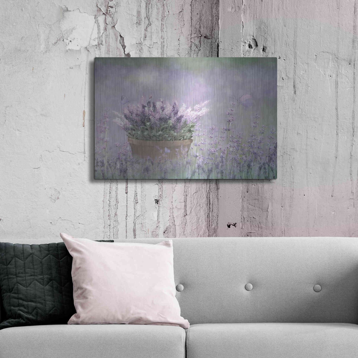 Luxe Metal Art 'Lavender Basket' by Lori Deiter, Metal Wall Art,36x24