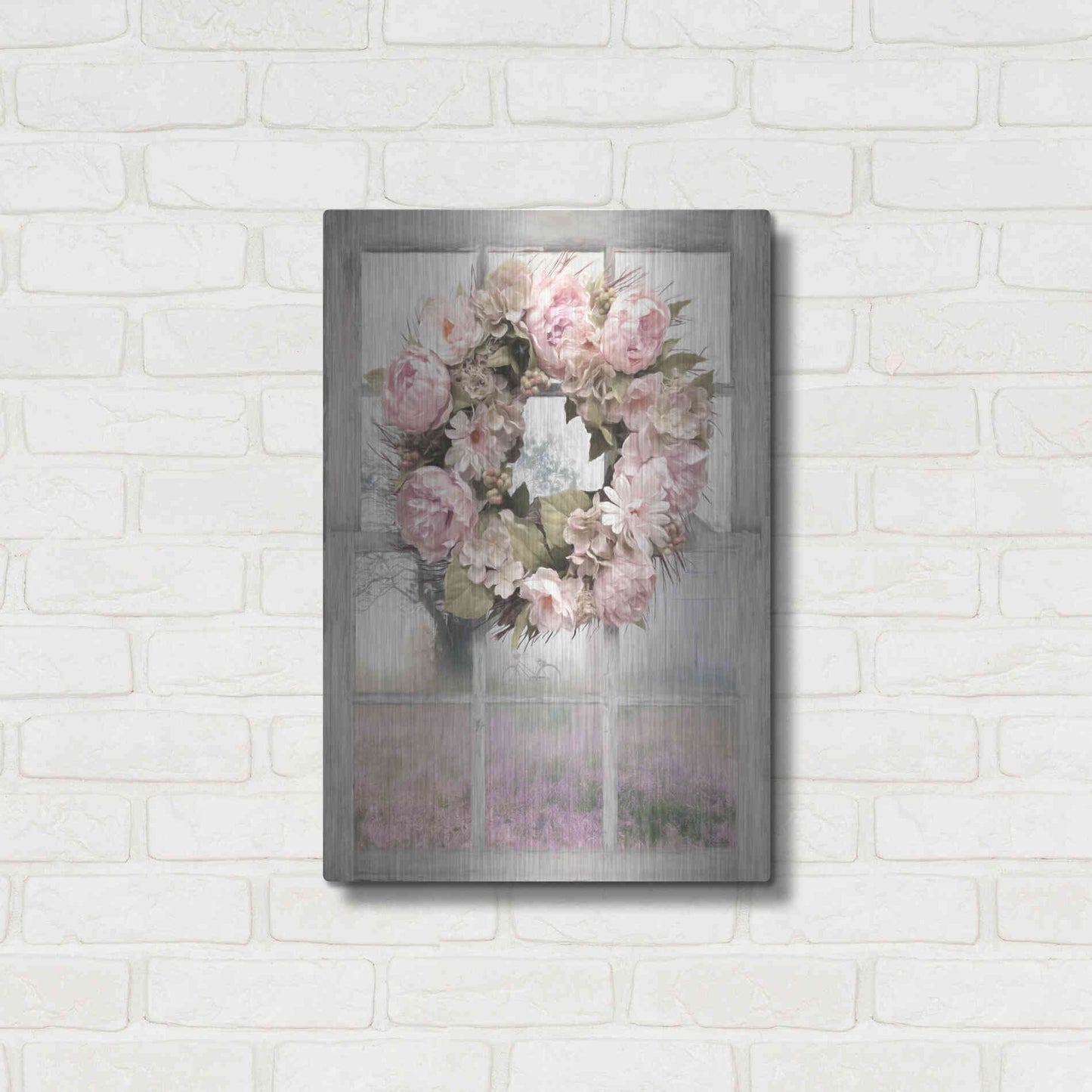 Luxe Metal Art 'Spring Peony Wreath' by Lori Deiter, Metal Wall Art,16x24