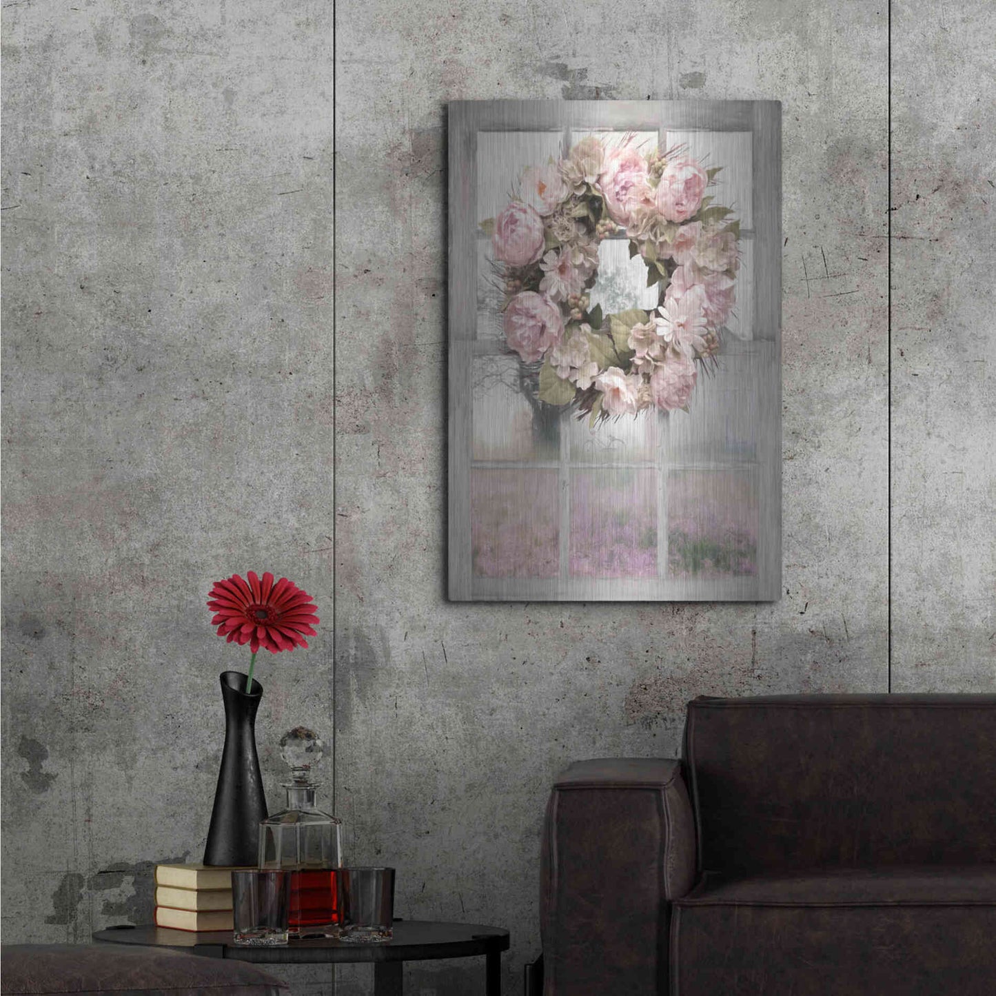 Luxe Metal Art 'Spring Peony Wreath' by Lori Deiter, Metal Wall Art,24x36