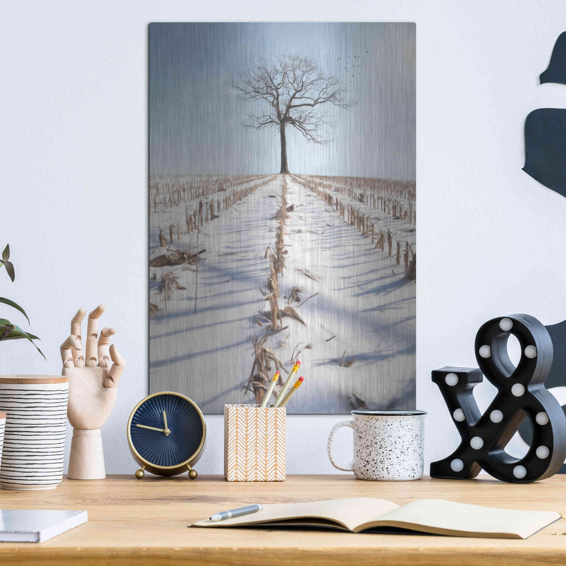 Luxe Metal Art 'Winter Boughs' by Lori Deiter, Metal Wall Art,12x16