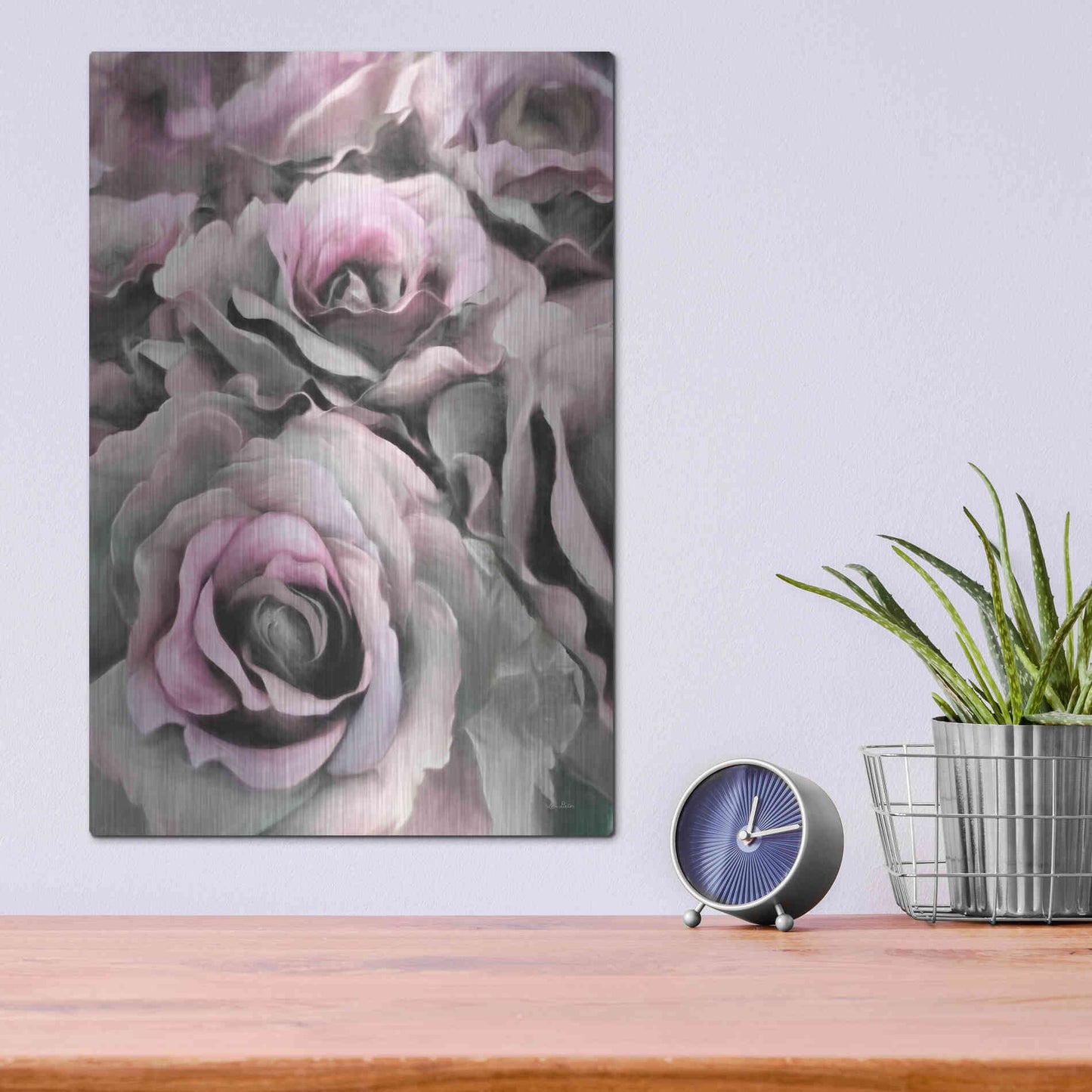 Luxe Metal Art 'Painted Roses' by Lori Deiter, Metal Wall Art,12x16