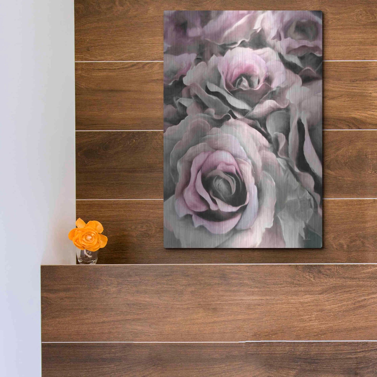 Luxe Metal Art 'Painted Roses' by Lori Deiter, Metal Wall Art,12x16