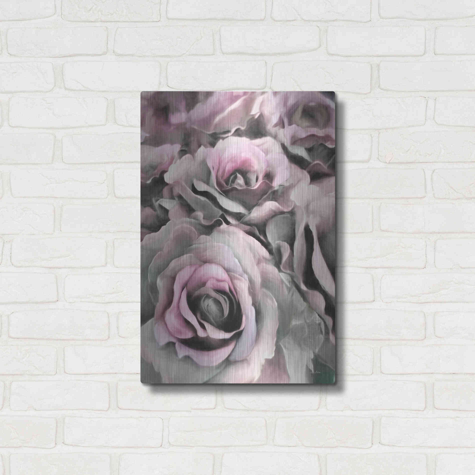 Luxe Metal Art 'Painted Roses' by Lori Deiter, Metal Wall Art,16x24