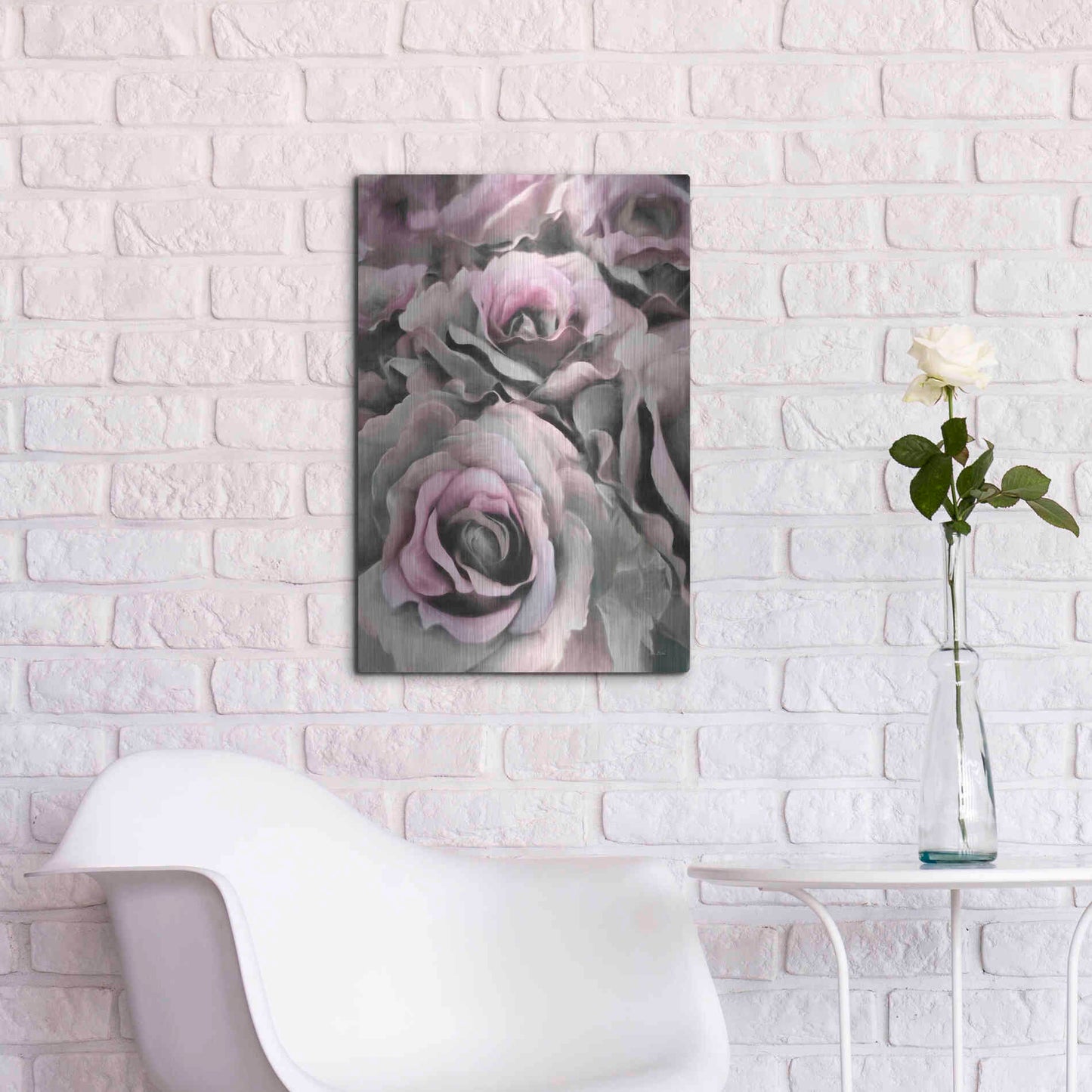 Luxe Metal Art 'Painted Roses' by Lori Deiter, Metal Wall Art,16x24