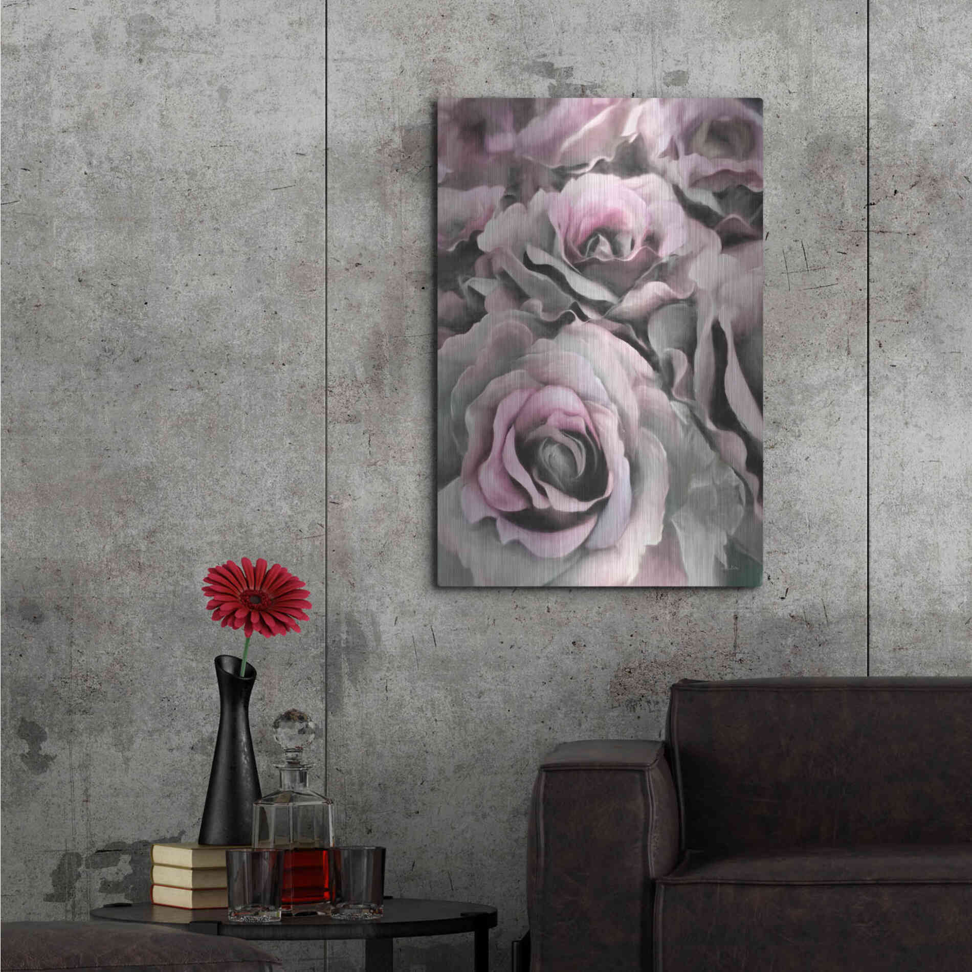 Luxe Metal Art 'Painted Roses' by Lori Deiter, Metal Wall Art,24x36