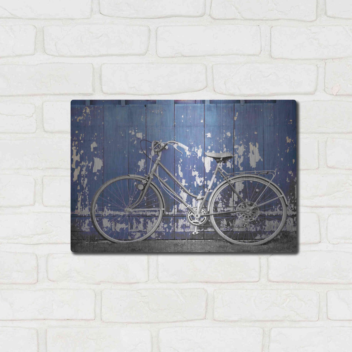 Luxe Metal Art 'Grungy Bike' by Lori Deiter, Metal Wall Art,16x12