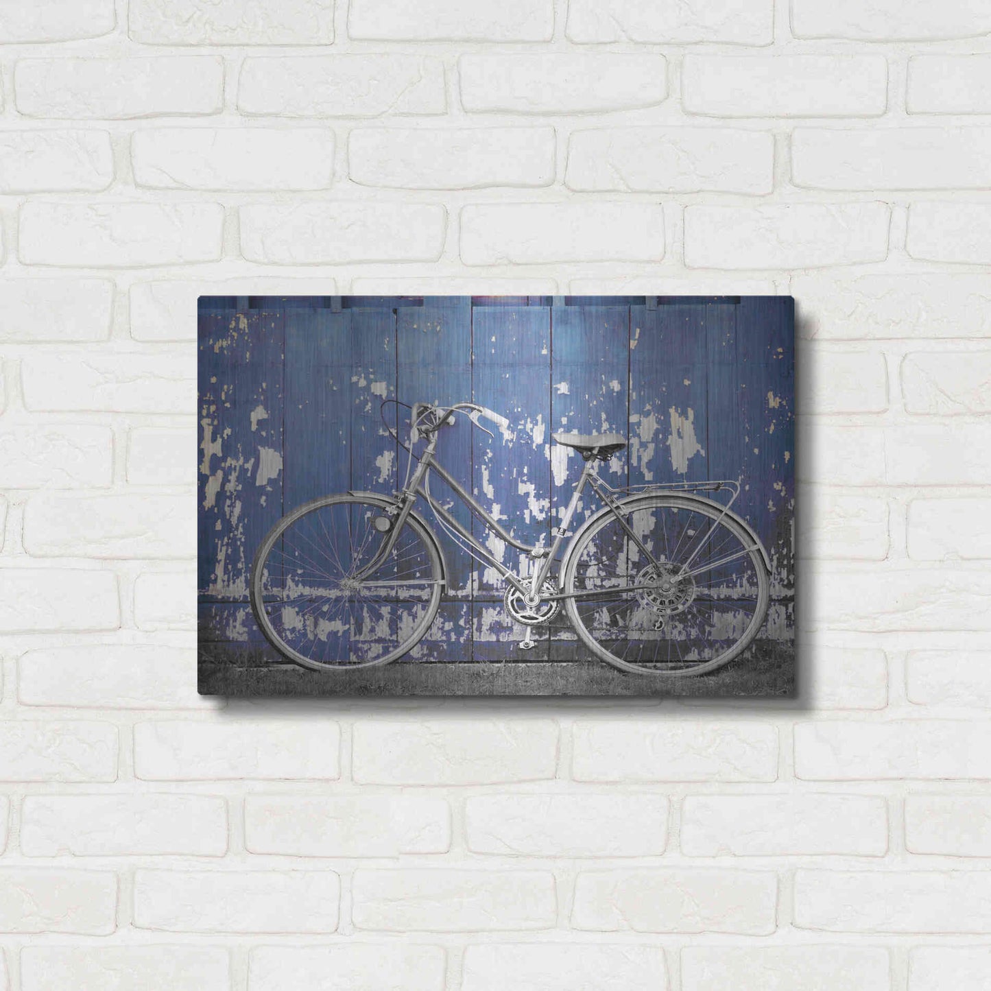 Luxe Metal Art 'Grungy Bike' by Lori Deiter, Metal Wall Art,24x16