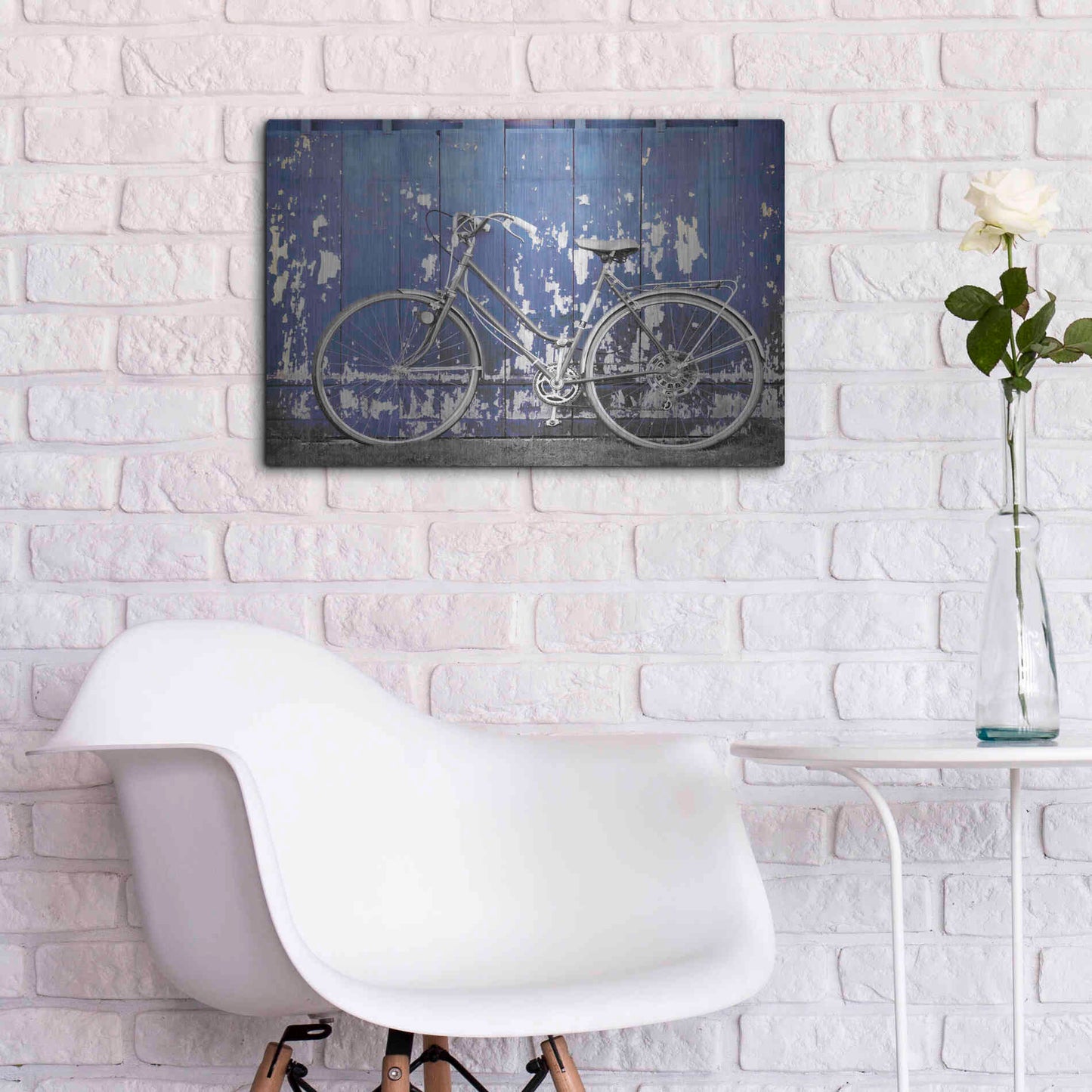 Luxe Metal Art 'Grungy Bike' by Lori Deiter, Metal Wall Art,24x16