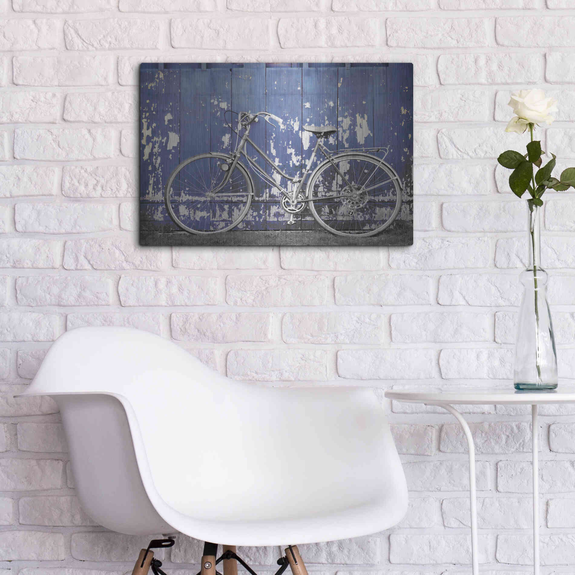 Luxe Metal Art 'Grungy Bike' by Lori Deiter, Metal Wall Art,24x16