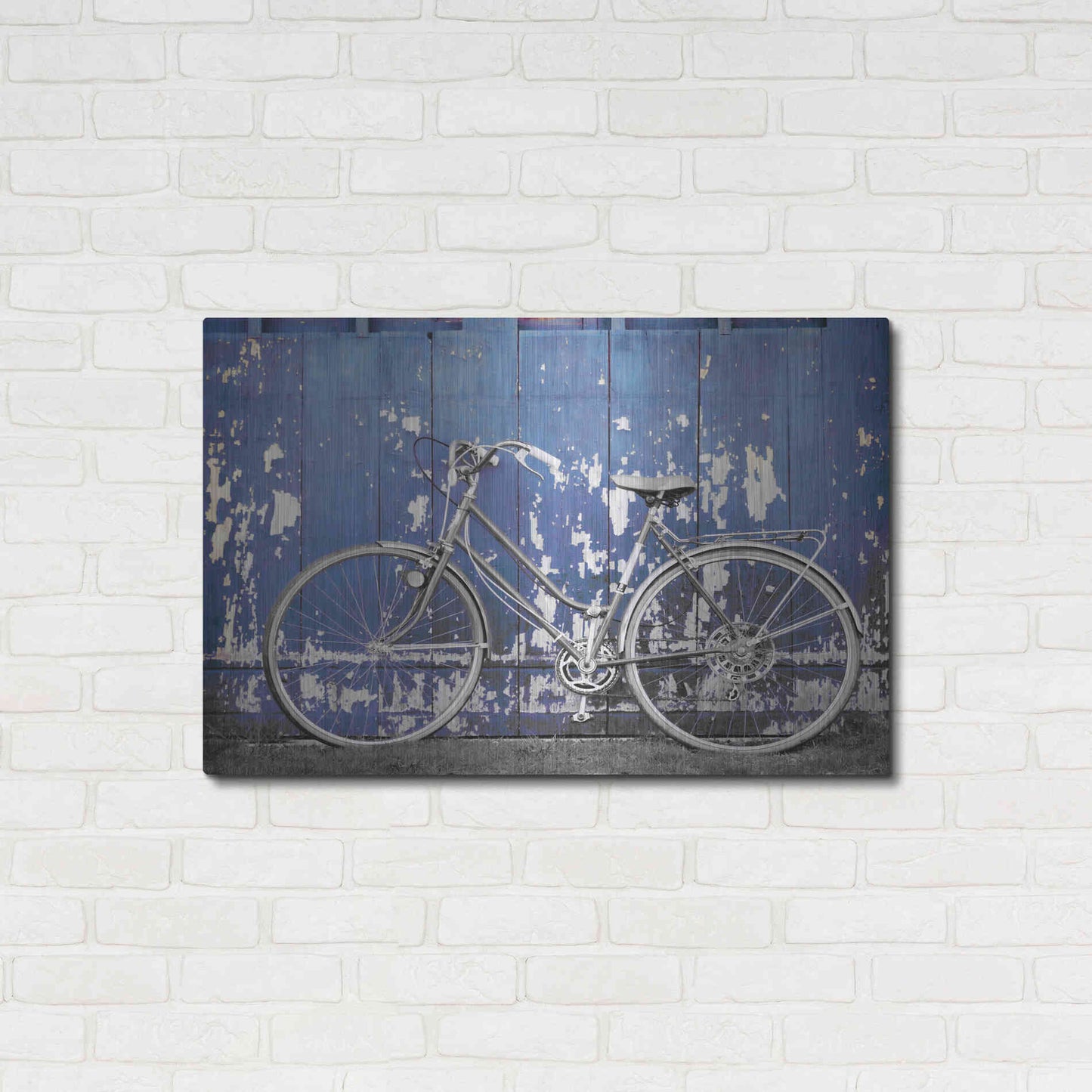 Luxe Metal Art 'Grungy Bike' by Lori Deiter, Metal Wall Art,36x24