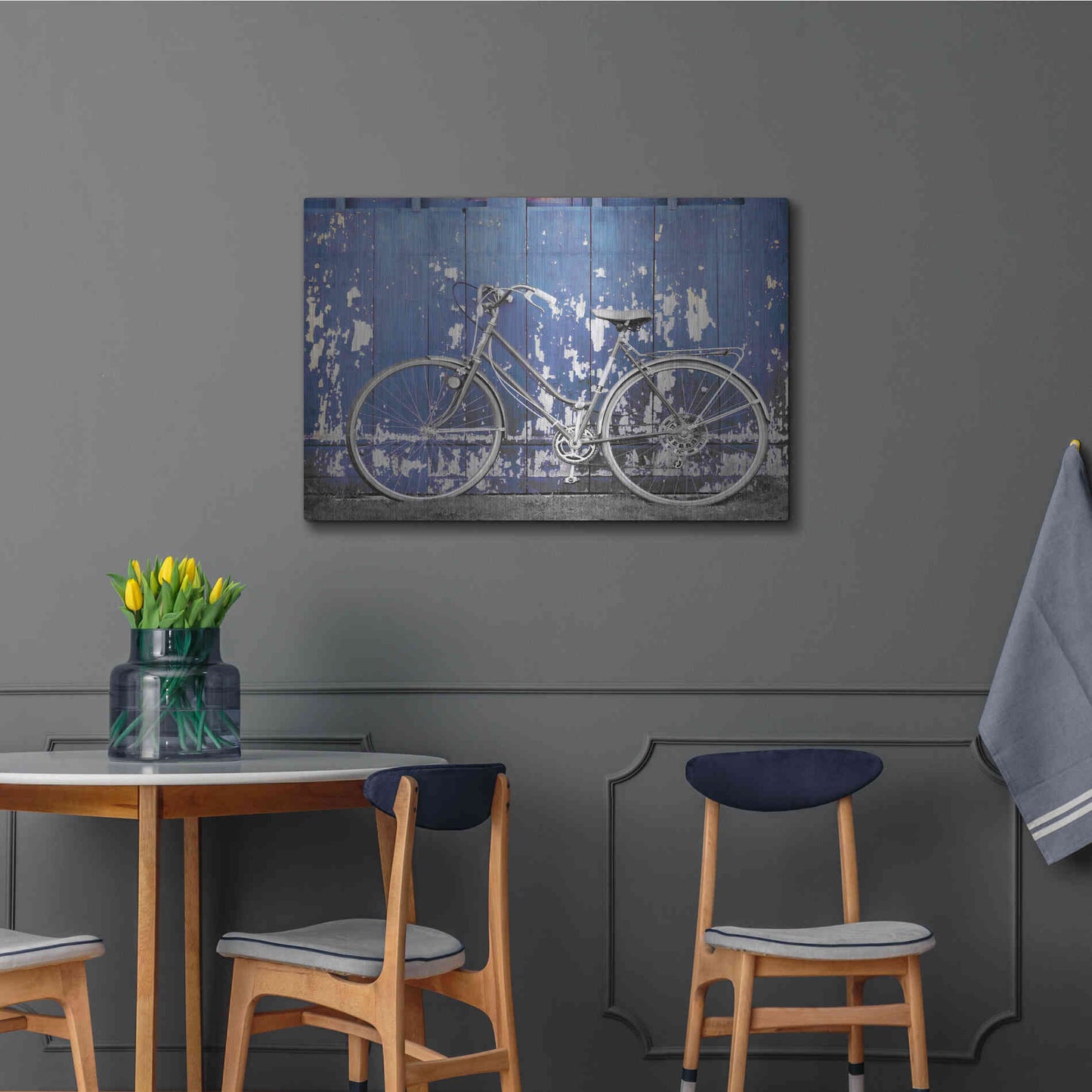 Luxe Metal Art 'Grungy Bike' by Lori Deiter, Metal Wall Art,36x24