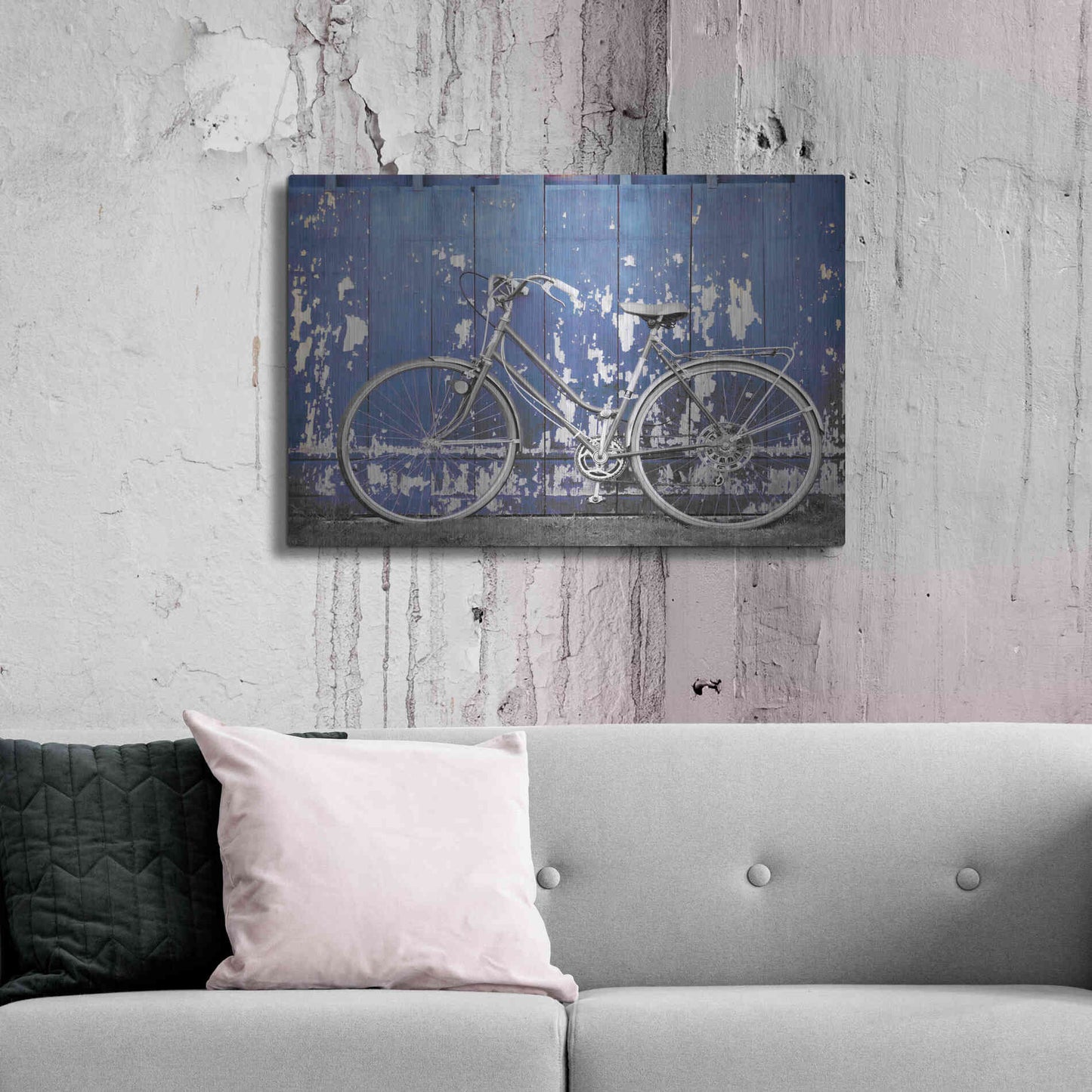 Luxe Metal Art 'Grungy Bike' by Lori Deiter, Metal Wall Art,36x24